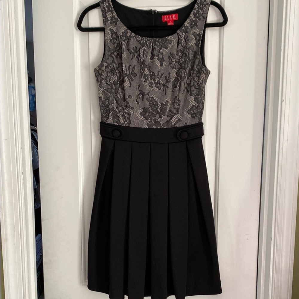 ELLE Black and Gray Lace Dress